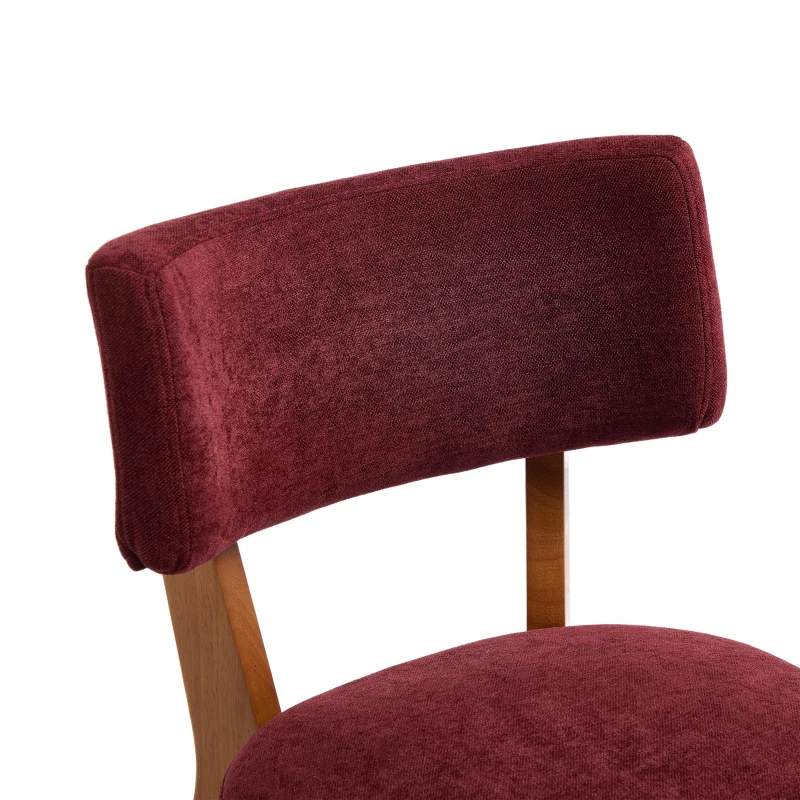 Stylish Mid-Century Dining Chairs with Ergonomic Backrest, Comfortable Upholstered Side Chairs for Dining Room, 47L x 54.5W x 77H cm, Wine Red