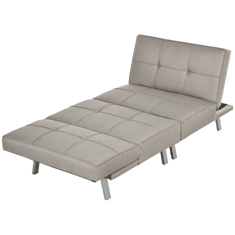 HOMCOM Banquette convertible 3 places canapé-lit clic-clac 2 fauteuils rembourré avec dossier inclinable en tissu gris