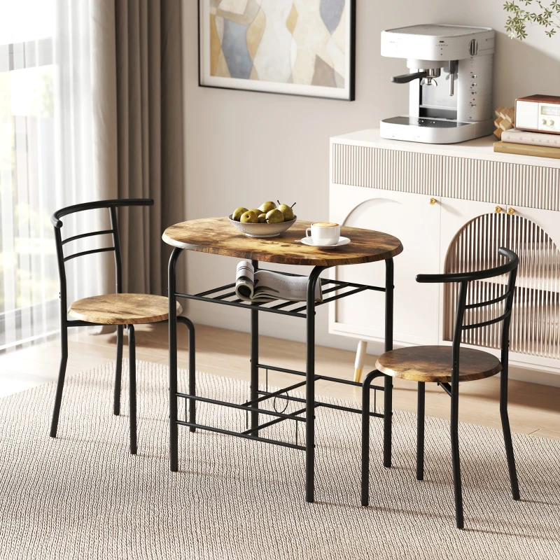 HOMCOM Three-Piece Compact Dining Set - Rustic Brown
