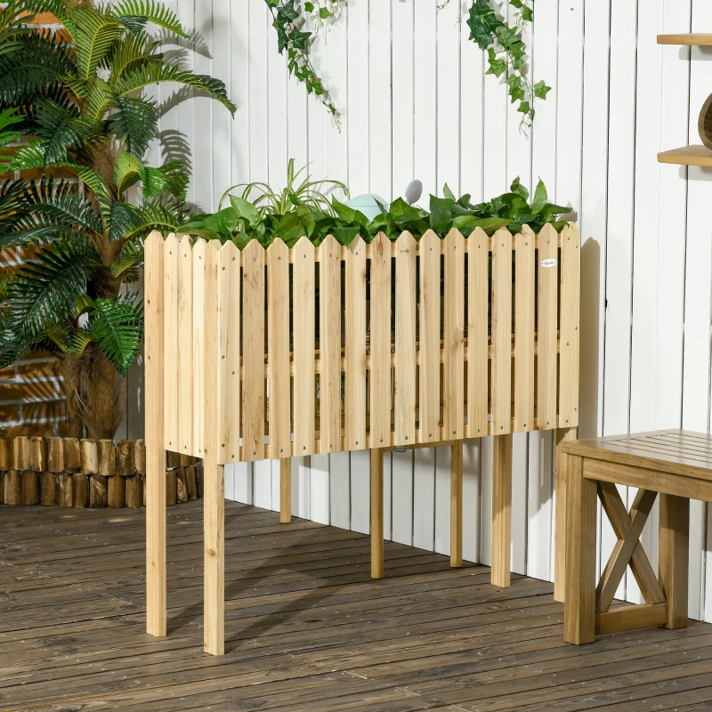 Outsunny 2-in-1 Gartenzaun und Pflanzenständer, wetterfester Anstrich, Massivholz, 100 x 30 x 90 cm
