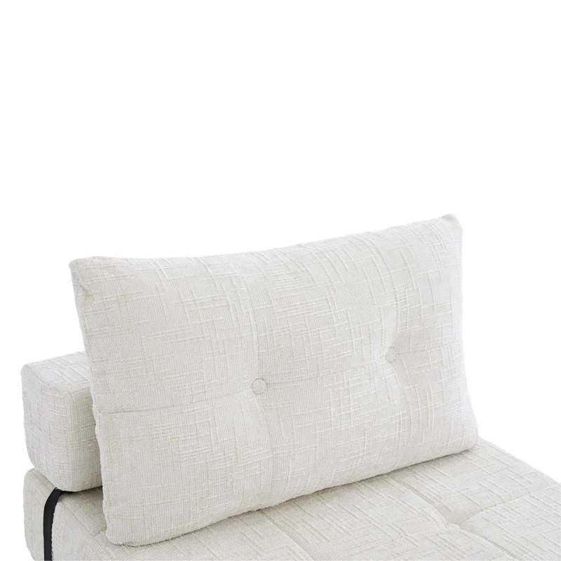 Cozy Convertible Floor Sofa Bed with Button-Tufted Detailing, Soft Chenille Folding Sleeper Couch for Living Room, 180L x 79W x 57H cm, Beige