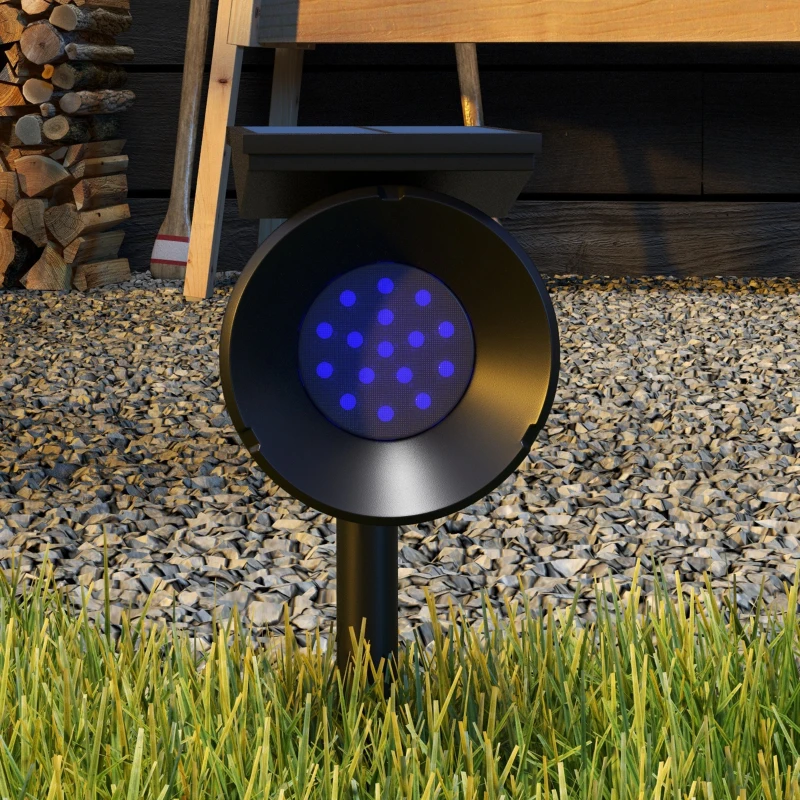Outsunny Set 2 Luci da Giardino Solari RGB con 2 Modalità di Illuminazione, in PP e PC, 10.6x15x38 cm, Nero