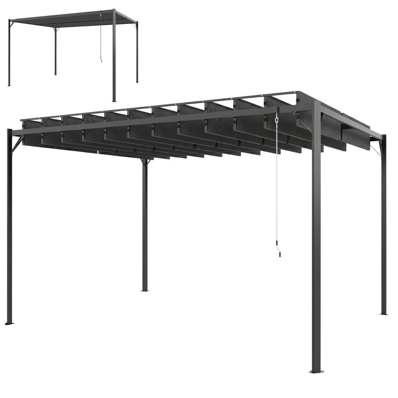 Outsunny Pérgola de Jardín 3x4 m con Protección UPF 50+ Gazebo con Techo Ajustable Estructura de Metal para Exterior Gris Oscuro