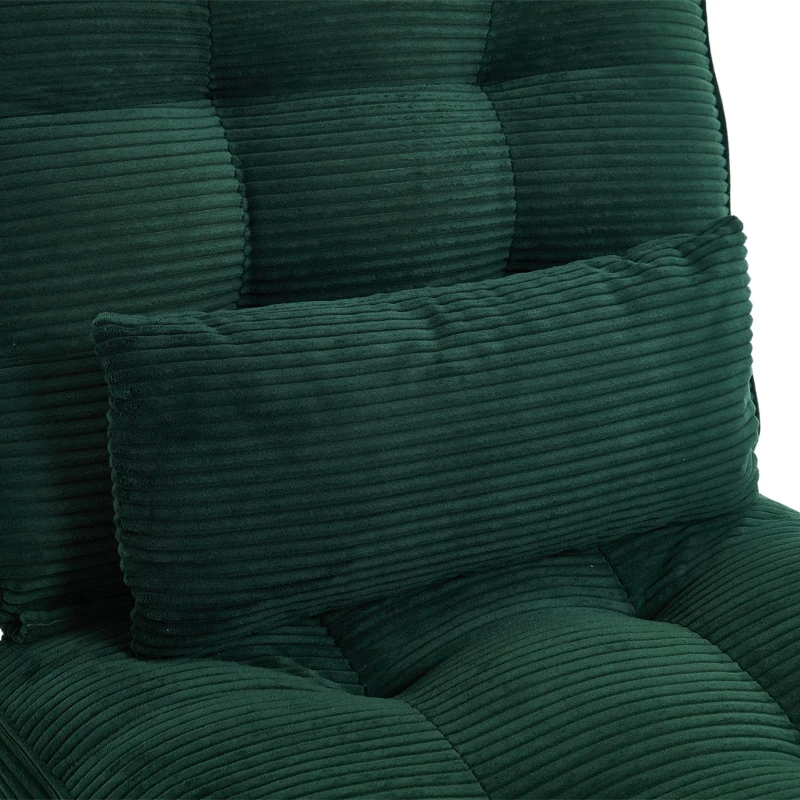 Cozy Reclining Accent Chair with Foldable Ottoman and Lumbar Pillow, Soft Adjustable Lounger for Living Room, 127L x 73W x 90H cm, Emerald