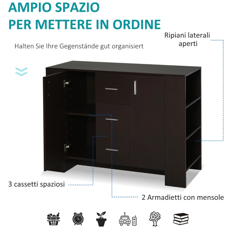 HOMCOM Credenza in Stile Classico per Sala da Pranzo in Legno Scuro