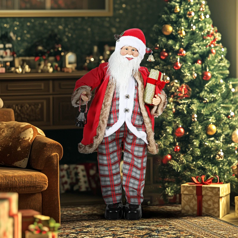HOMCOM 120cm Animated Santa Claus Figure, with Sound - Red