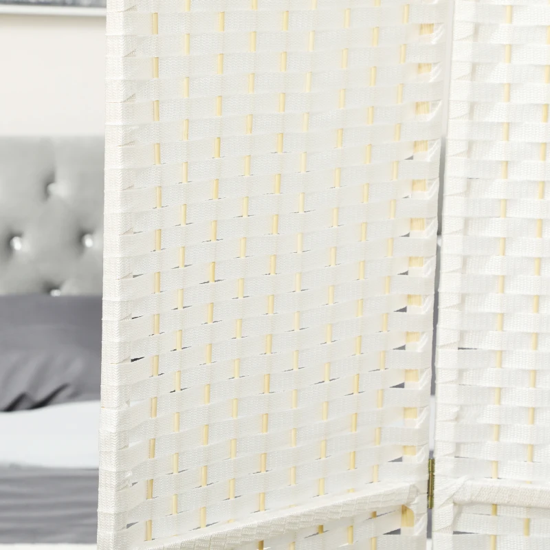 HOMCOM Biombo de 4 Painéis Separador de Ambientes Dobrável 160x170 cm para Sala de Estar Dormitório Escritório Branco