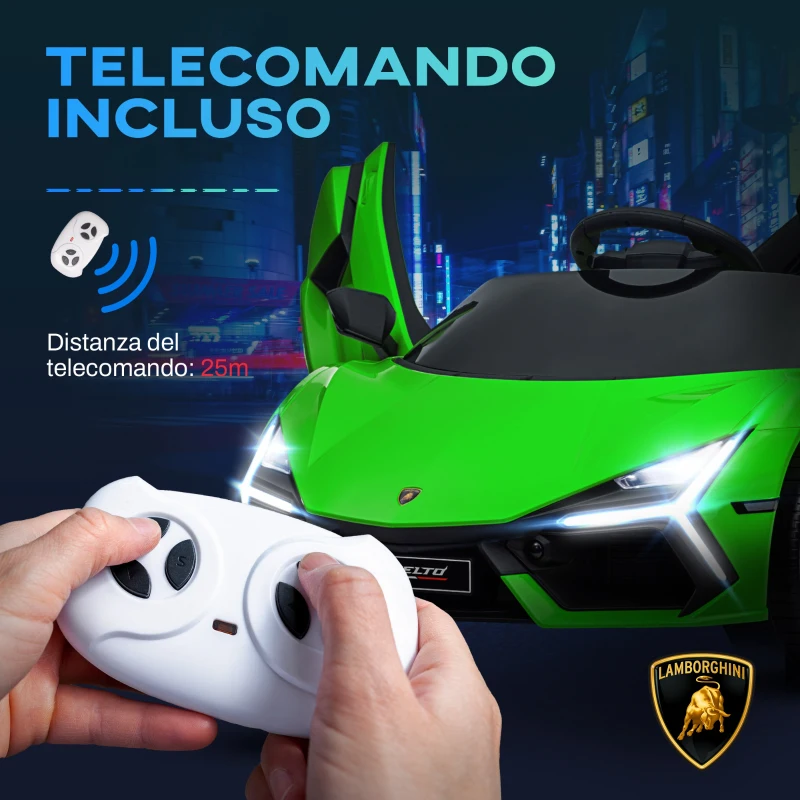 AIYAPLAY Macchina Elettrica per Bambini con Luci LED, Clacson e Telecomando, in Plastica e Acciaio, 105x60x40 cm, Verde