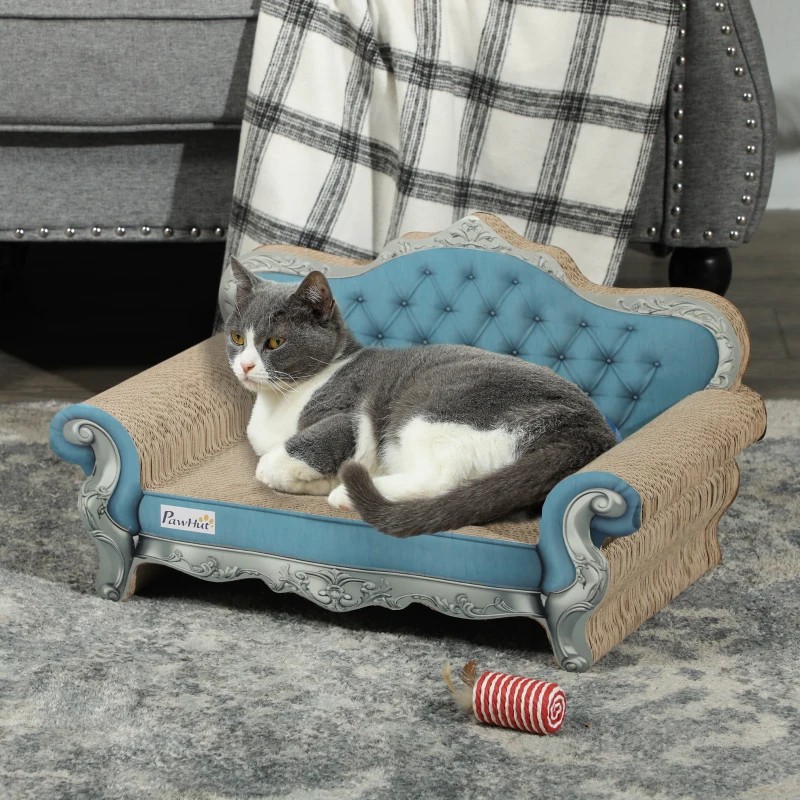 PawHut 2-in-1 Cat Scratcher with Catnip for Indoor Cats, Light Blue