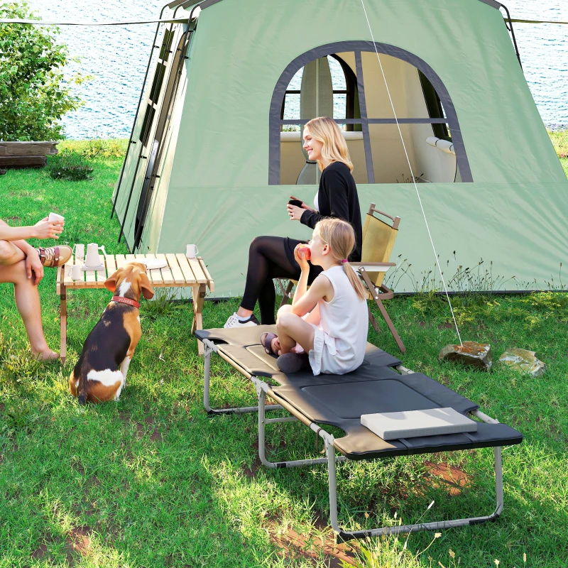 Outsunny Lit de camping pliable lit de camp pour adultes portable avec oreiller amovible rembourrage mousse 183 x 66 x 33 cm noir