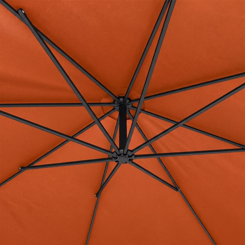 Outsunny 3 m Overhanging Cantilever Parasol, with Cross Base - Orange