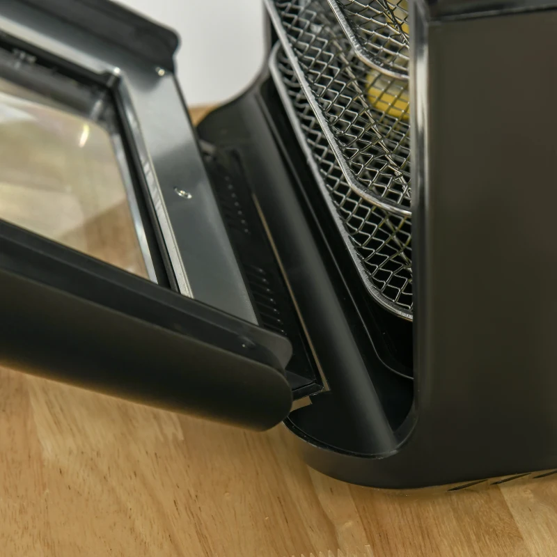 HOMCOM Fritadeira sem Óleo 1800W 11L Forno de Ar Quente com 8 Programas Tela Tátil LED Temporizador Desidratador e Acessórios Incluídos 32x35,6x37,9 cm Preto
