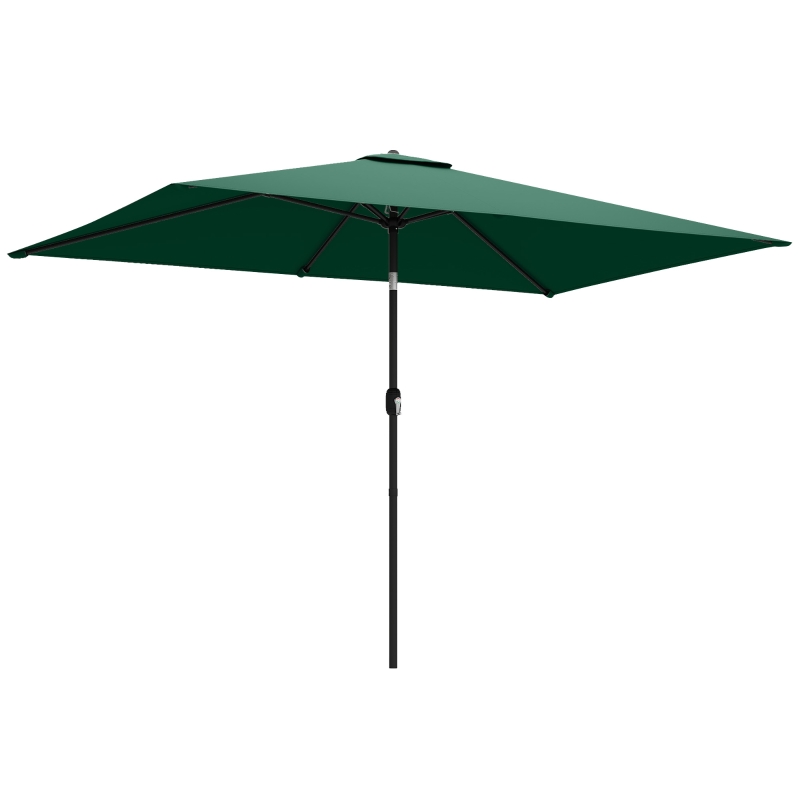 Outsunny Sonnenschirm 300 x 200 cm neigbar Balkonschirm mit Kurbel Schutzhülle Grün