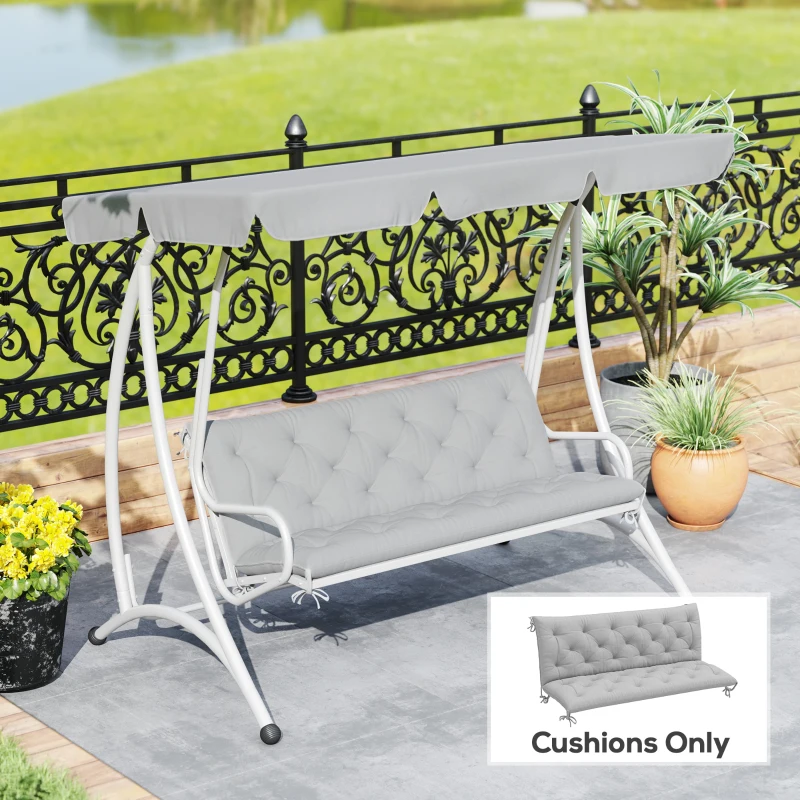 Outsunny Three-Seater Bench Cushion - Light Grey