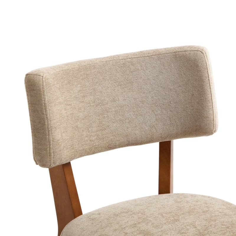 Stylish Mid-Century Dining Chairs with High-Density Foam, Comfortable Upholstered Side Chairs for Dining Room, 47L x 54.5W x 77H cm, Khaki