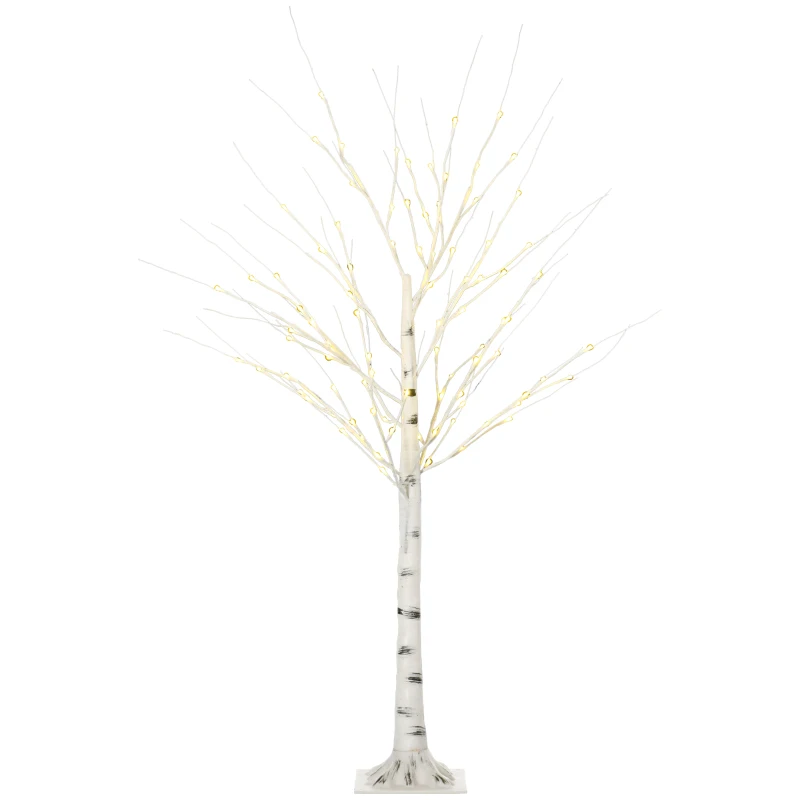 HOMCOM Arbre lumineux LED - décoration lumineuse blanc chaud - 96 LEDs - usage intérieur - 150 cm - décoration de noël chambre maison blanc