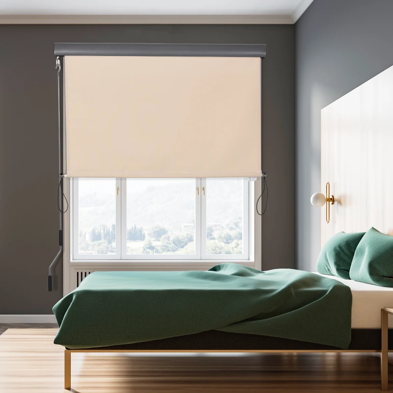 Outsunny Tenda Avvolgibile Parasole con Manovella, Installazione a Muro o Soffitto, 120x200cm, Beige