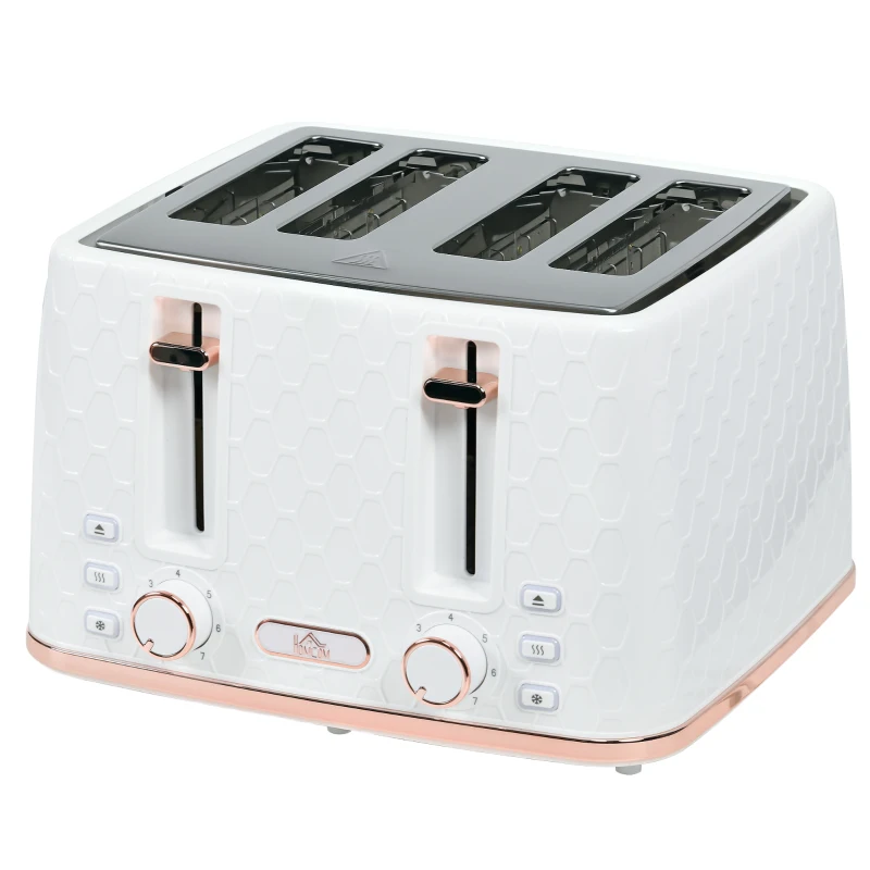HOMCOM Four-Slice Honeycomb Toaster - White