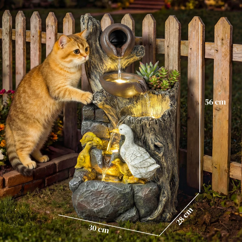 Outsunny 5-Tier Outdoor Waterfall Fountain, Freestanding Self-Contained Cascading Water Feature Garden Landscape