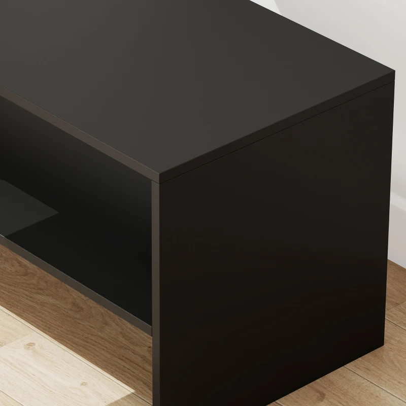 HOMCOM Mesa de Centro Moderna de Madera con 2 Niveles y Balda Abierta 100x40x41,5 cm Negro