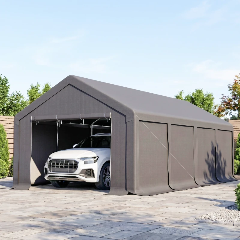 Outsunny 4 x 8 m Marquee Gazebo with Sides, 420g/m² PVC Cover, Heavy Duty Party Tent Canopy & Carport Shelter for Outdoor Event, Wedding, Dark Grey