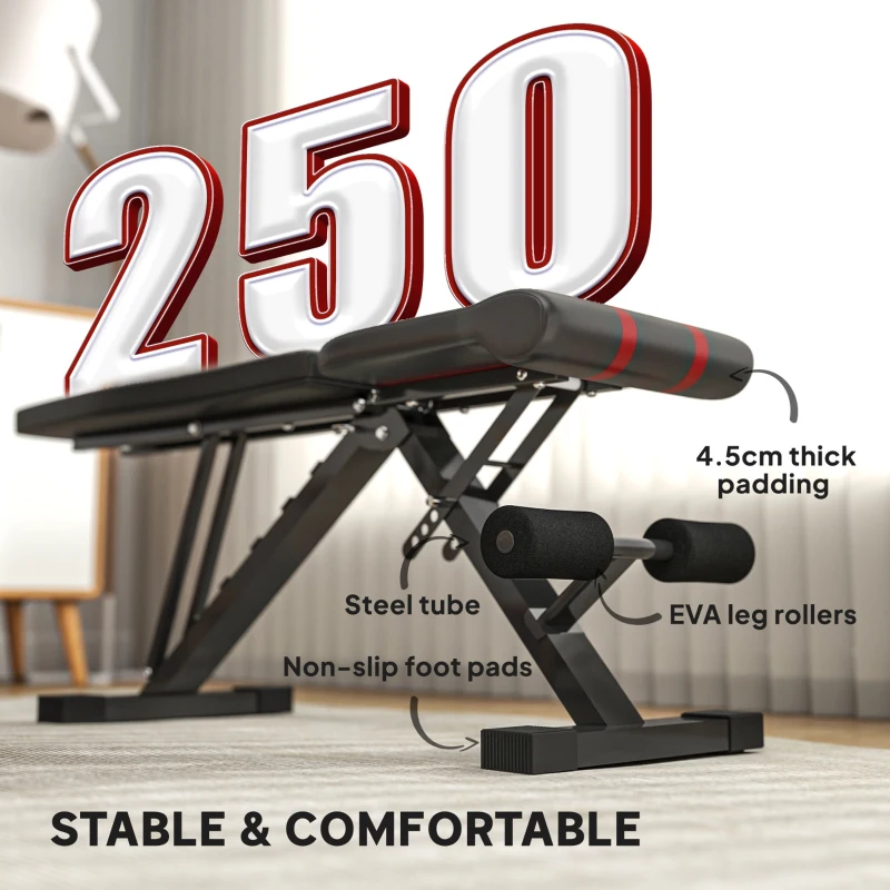SPORTNOW Foldable Weight Bench, Adjustable Incline Flat Bench Press with 6-Level Backrest, 4-Level Seat, Leg Extension for Home Gym Workout Full Body Strength Training