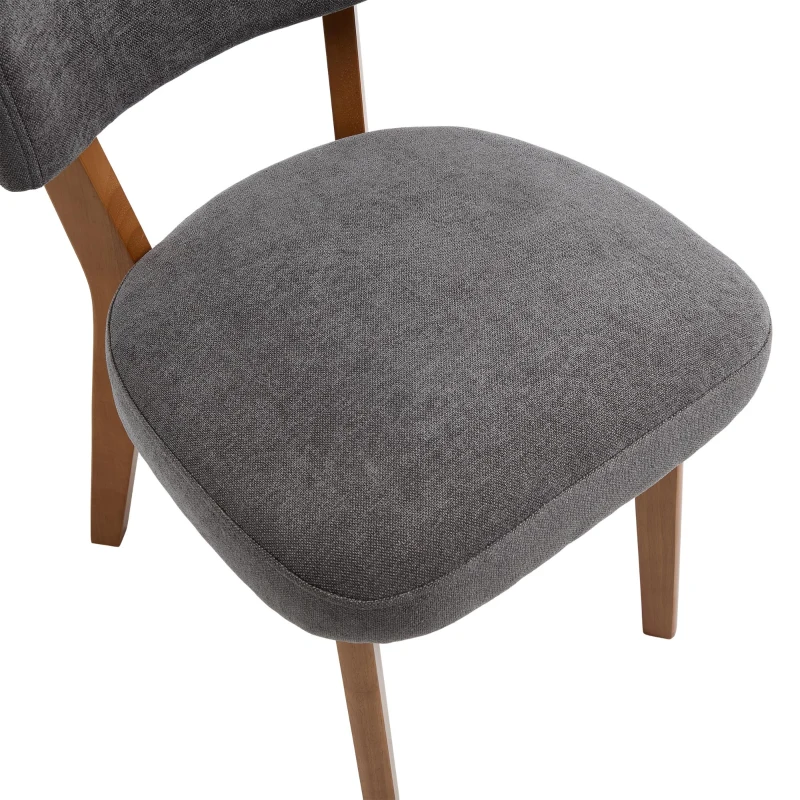 Stylish Mid-Century Dining Chairs with Ergonomic Backrest, Comfortable Upholstered Side Chairs for Dining Room, 47L x 54.5W x 77H cm, Beige