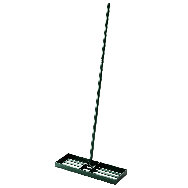 Outsunny Lawn Levelling Rake, 76 x 26 cm Lawn Leveller Lute with 169 cm Handle for Grass Soil Sand Yard Golf Course