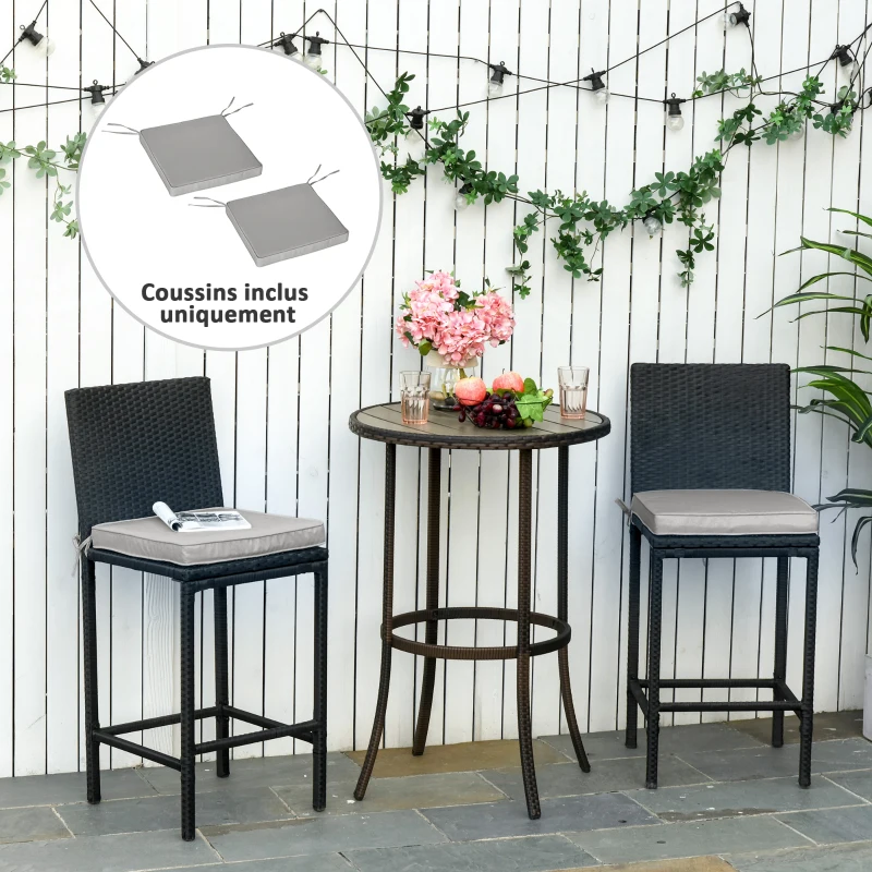 Outsunny Lot de 2 Coussins de Chaise Fauteuil de Jardin Coussins d'assise déhoussables Rembourrage 5 cm Polyester Gris clair