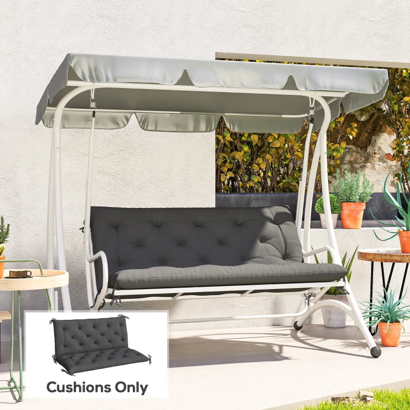 Outsunny Almofada para Banco de Jardim ou para Balanço de Jardim 120x110x12 cm de 2 Lugares com 6 Cordões de Fixação Preto