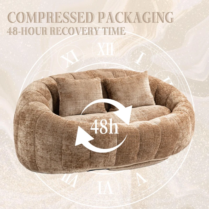 Cozy Oversized Bean Bag Sofa with 2 Matching Pillows, Soft 2-Seat Sectional Couch for Living Room and Bedroom, 145L x 95W x 63H cm, Coffee