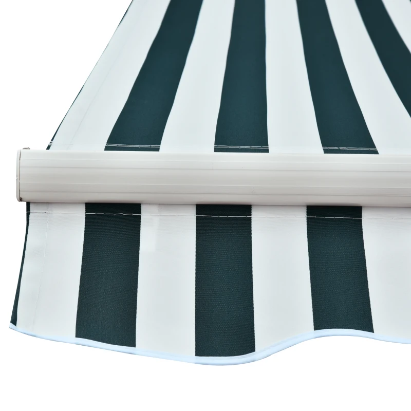 Outsunny Tenda da Sole a Bracci per Esterno con Manovella, Metallo e Poliestere, 295x250cm Verde e Bianco