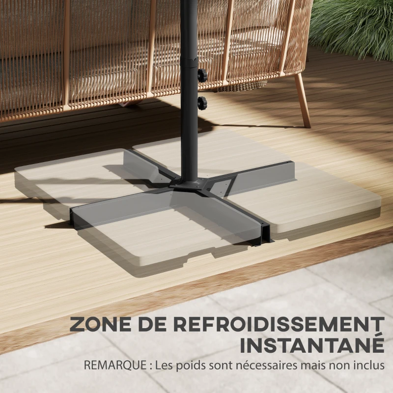 Outsunny Grande Parasol de Jardin Exterieur 4,6 x 2,7 m avec Pied en Croix, Parasol Double avec Manivelle, pour Terrasse, Crème