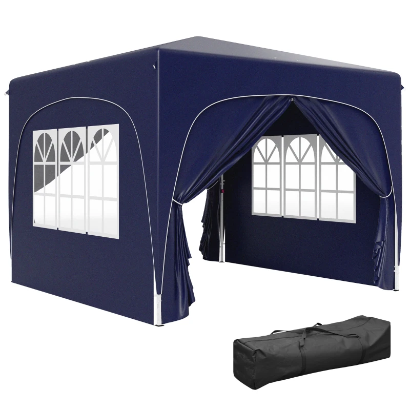Outsunny 3 x 3 m Pavillon, Pop-up Gartenzelt mit Seitenwänden und Tragetasche, UPF50+, höhenverstellbar, Sand