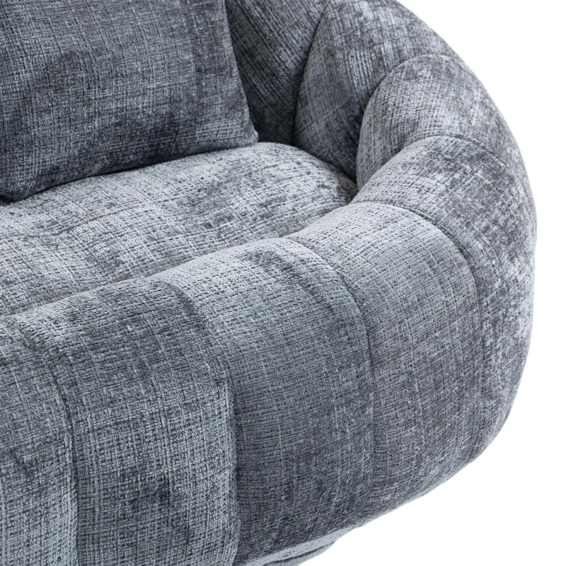 Cozy Oversized Bean Bag Sofa with 2 Matching Pillows, Soft 2-Seat Sectional Couch for Living Room and Bedroom, 145L x 95W x 63H cm, Grey