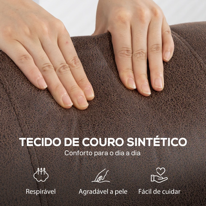 HOMCOM Poltrona Reclinável Manual Poltrona de Couro Sintético com Acolchoamento Espesso até 135º p84x85x104 cm Marrom