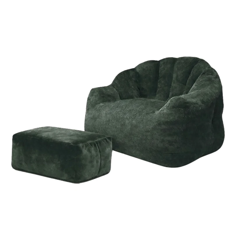 Oversized Bean Bag Chair with Full-Body Segmented Support, Ergonomic Lounger for Gaming, Reading or Napping, 86.5L x 99W x 64.5H cm, Green