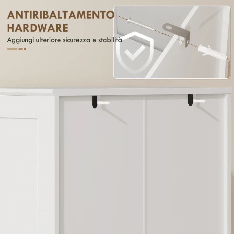 HOMCOM Mobile Dispensa Cucina con Ante, Armadietti e Cerniere a Chiusura Silenziosa, in Legno, 60x40x162 cm, Bianco