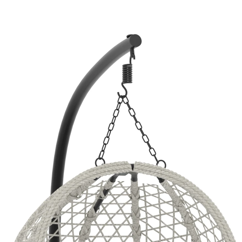 Outsunny Hanging Egg Chair, Indoor Outdoor Rattan Hammock Swing Chair with Stand, Safety Strap, Foldable Basket, Light Grey