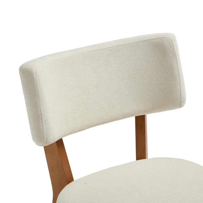 Stylish Mid-Century Dining Chairs with Ergonomic Backrest, Comfortable Upholstered Side Chairs for Dining Room, 47L x 54.5W x 77H cm, Beige