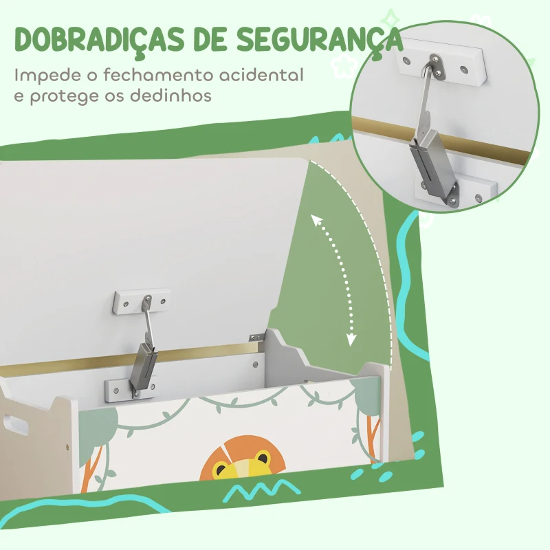 AIYAPLAY Baú Brinquedos Infantil 53 L Caixa de Arrumação Brinquedos com Tampa Rebatível e Pistão a Gás 60x37x39 cm Verde