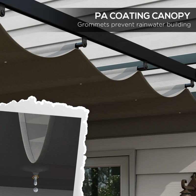 Outsunny 3 x 3(m) Retractable Pergola, Garden Gazebo Shelter with Aluminium Frame, for Grill, Patio, Deck, Dark Grey