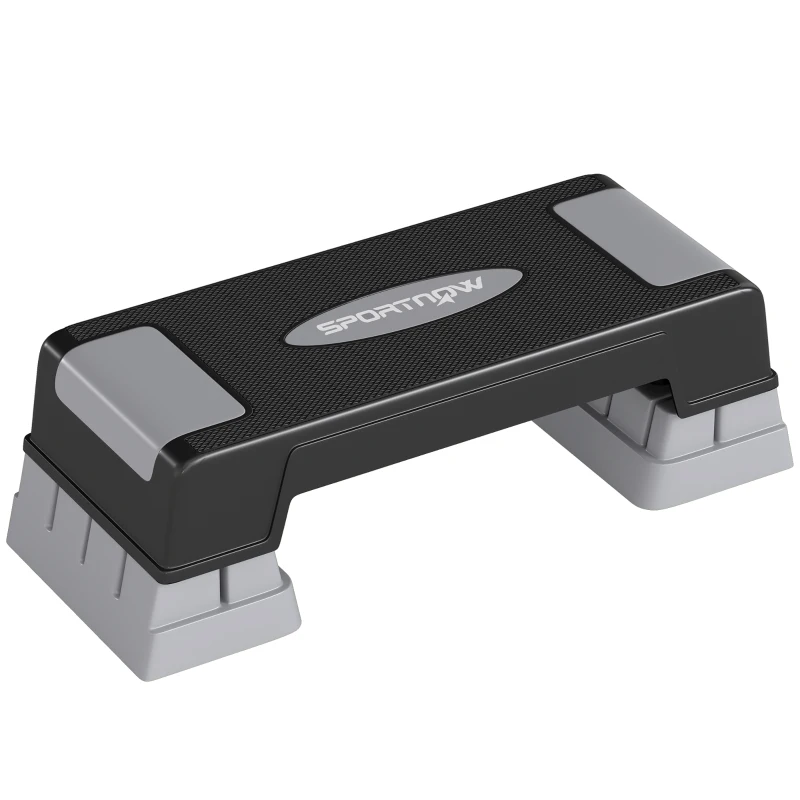 SPORTNOW Stepper Fitness Aérobic 3 Niveaux, Hauteur Réglable 12/17,5/22,5 cm, Surface Antidérapante, Charge 250 kg, Gris