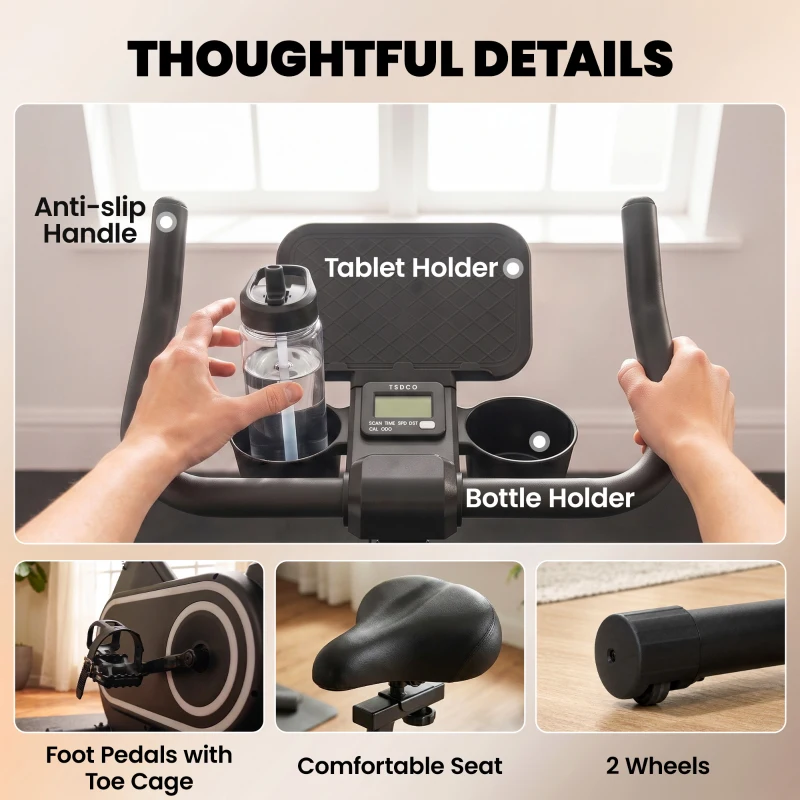 SPORTNOW Vélo d'appartement volant d'inertie silencieux écran LCD guidon et selle réglables support Ipad porte-gobelet intégrés