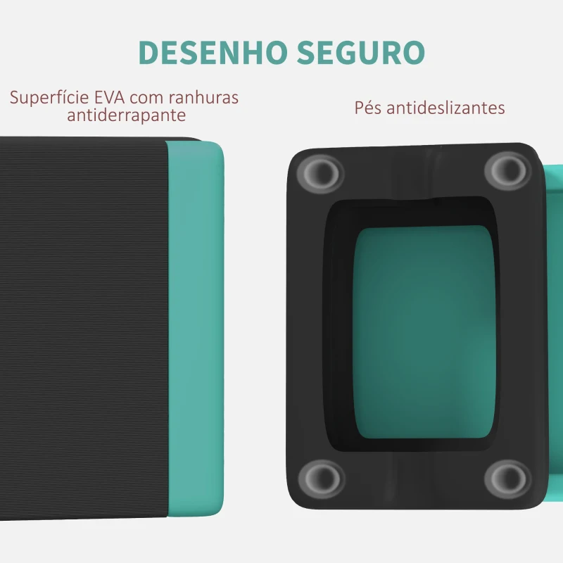 SPORTNOW Step para Fitness Antideslizante Altura Regulável 3 Níveis de 10,5/15,5/20,5 cm Capacidade 250 kg 77x36x20,5 cm Verde e Preto