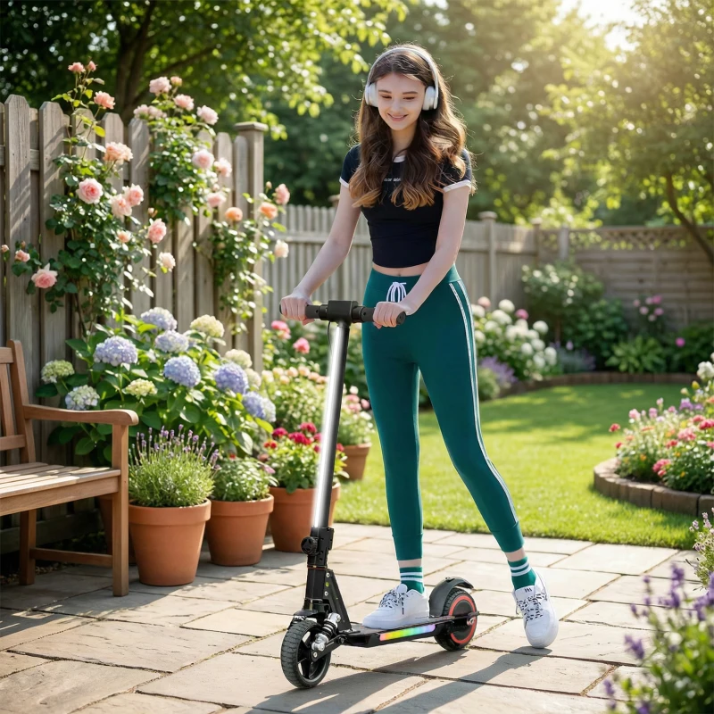 SPORTNOW Trottinette électrique pour enfants 6-14 ans scooter électrique pliable pour enfants vitesse max 14 km/h aluminium noir