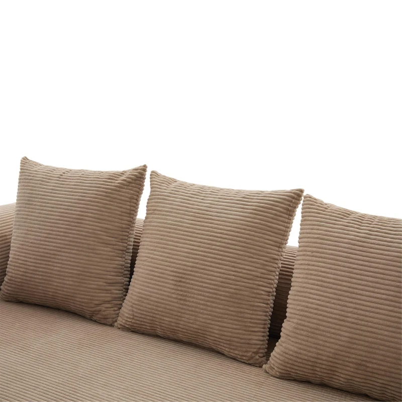 Cozy Compressible Folding Sofa with Detachable Metal Frame, Soft Modular Sectional Couch for Small Apartment, 110L x 33W x 33H cm, Khaki