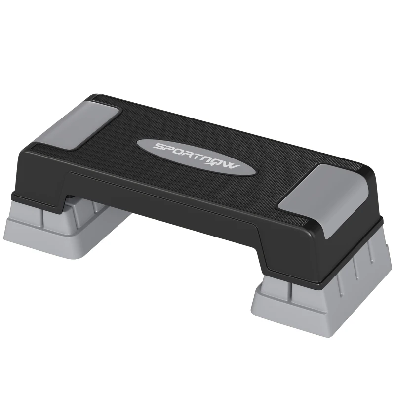 SPORTNOW Stepper Fitness Aérobic 3 Niveaux, Hauteur Réglable 12/17,5/22,5 cm, Surface Antidérapante, Charge 250 kg, Gris