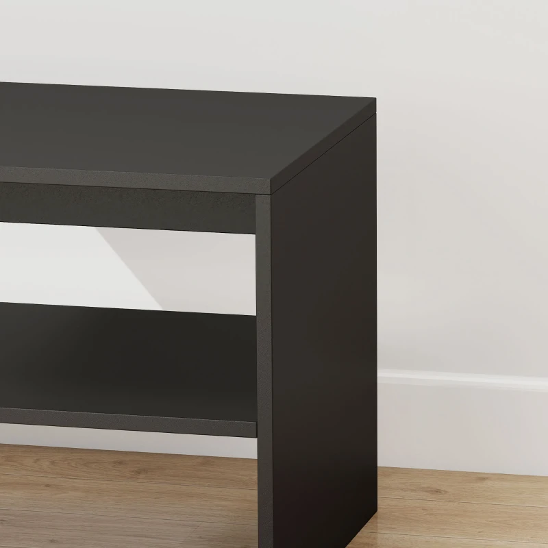 HOMCOM Mesa de Centro Moderna de Madera con 2 Niveles y Balda Abierta 100x40x41,5 cm Negro
