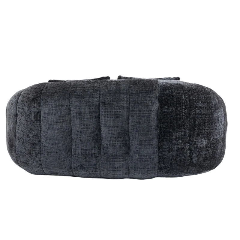 Cozy Oversized Bean Bag Sofa with 2 Matching Pillows, Soft 2-Seat Sectional Couch for Living Room and Bedroom, 145L x 95W x 63H cm, Black